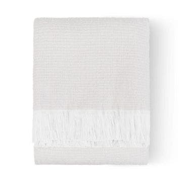 Sunbrella Crosshatch Indoor Outdoor Throw - White - Folded