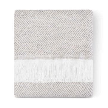 Sunbrella Herringbone Indoor Outdoor Throw - Cloud