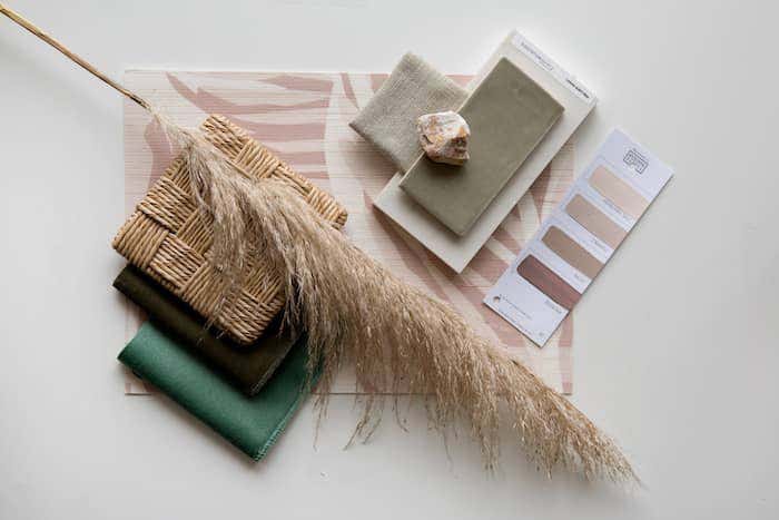 Interior design planning with natural hues and Sunbrella performance fabric