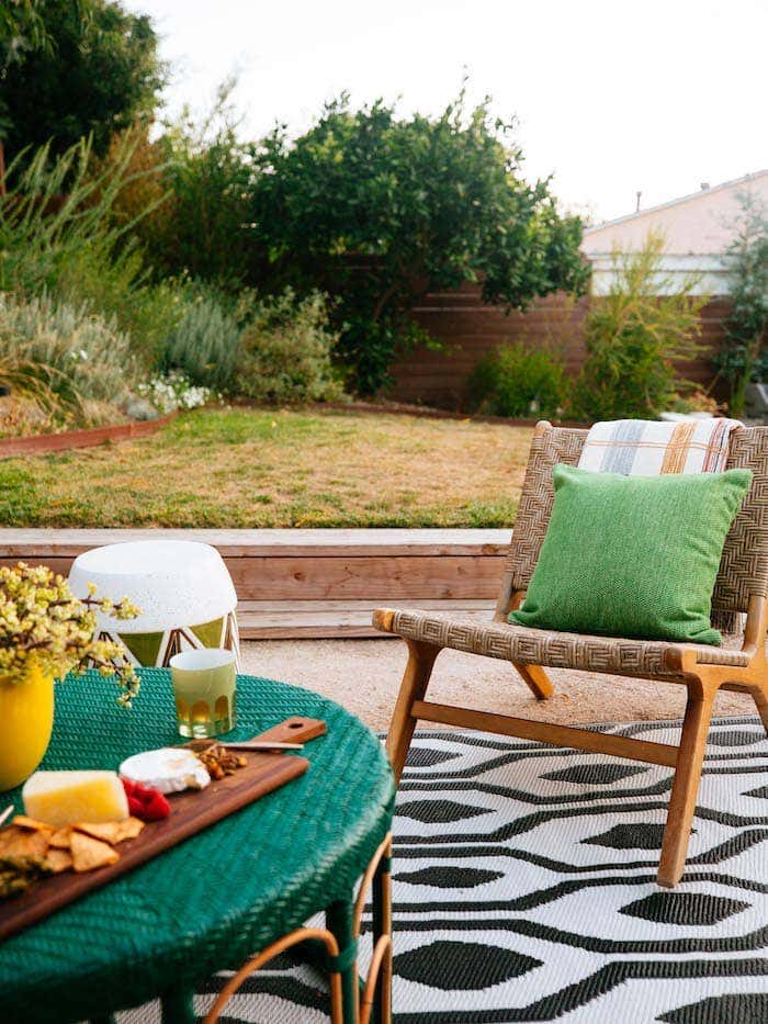 One of Dabito’s top considerations when designing a space is color. For his backyard, he layered a variety of greens, yellow, and orange to brighten the setting.