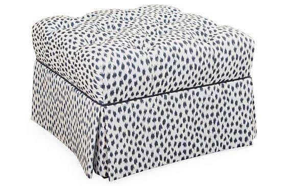 Kick back and relax on this Sunbrella fabric upholstered ottoman from One Kings Lane