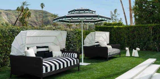 Customize the Double Decker Umbrella from Santa Barbara Designs in your favorite Sunbrella fabric, trim and style.