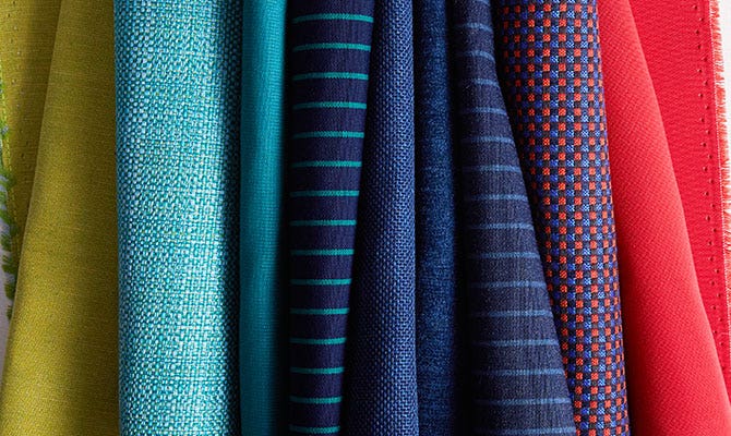 samples of bright colored fabrics