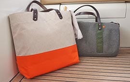 zipping sunbrella duffel bag in color stone