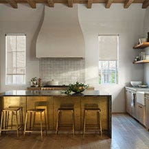 Kitchen with solar shades in Sol Rice