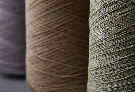 Three earth tone yarn skeins