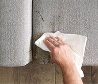 Wiping stain off gray fabric